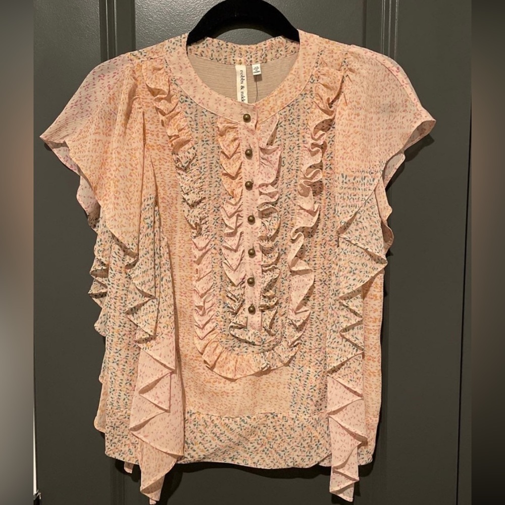 XS Robbie & Nikki Green/Pink/Orange Blouse - NWT